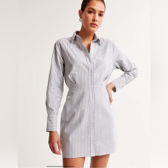 Abercrombie & Fitch Relaxed Mini Shirt Dress Size Medium - Picture 4 of 13